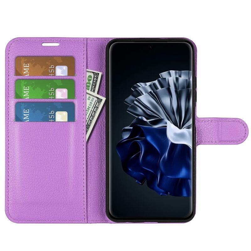 Litchi knížkové pouzdro na Huawei P60 Pro - fialové