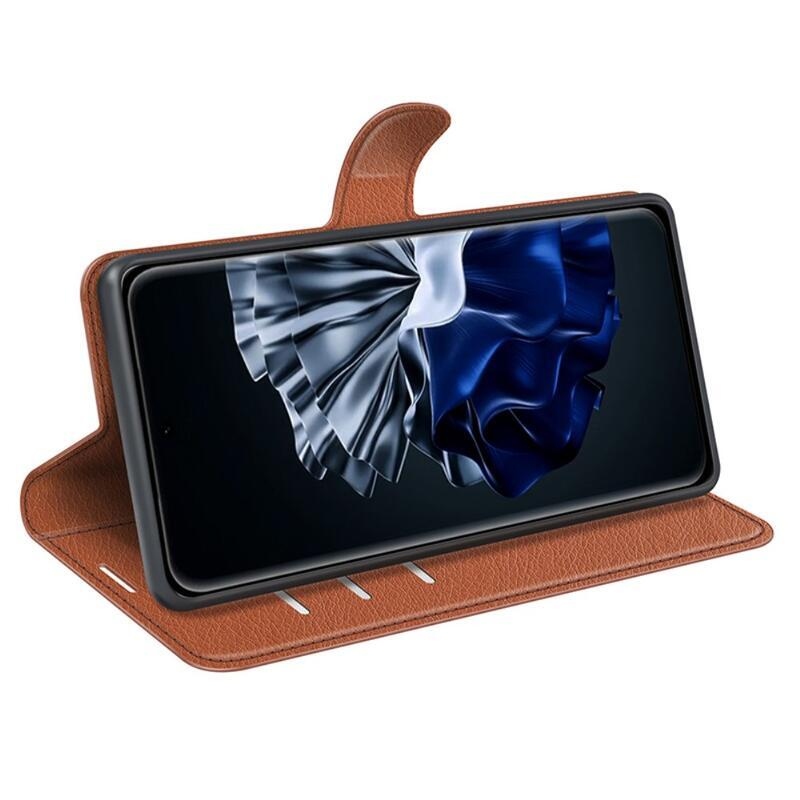 Litchi knížkové pouzdro na Huawei P60 Pro - hnědé