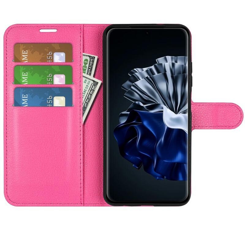 Litchi knížkové pouzdro na Huawei P60 Pro - rose