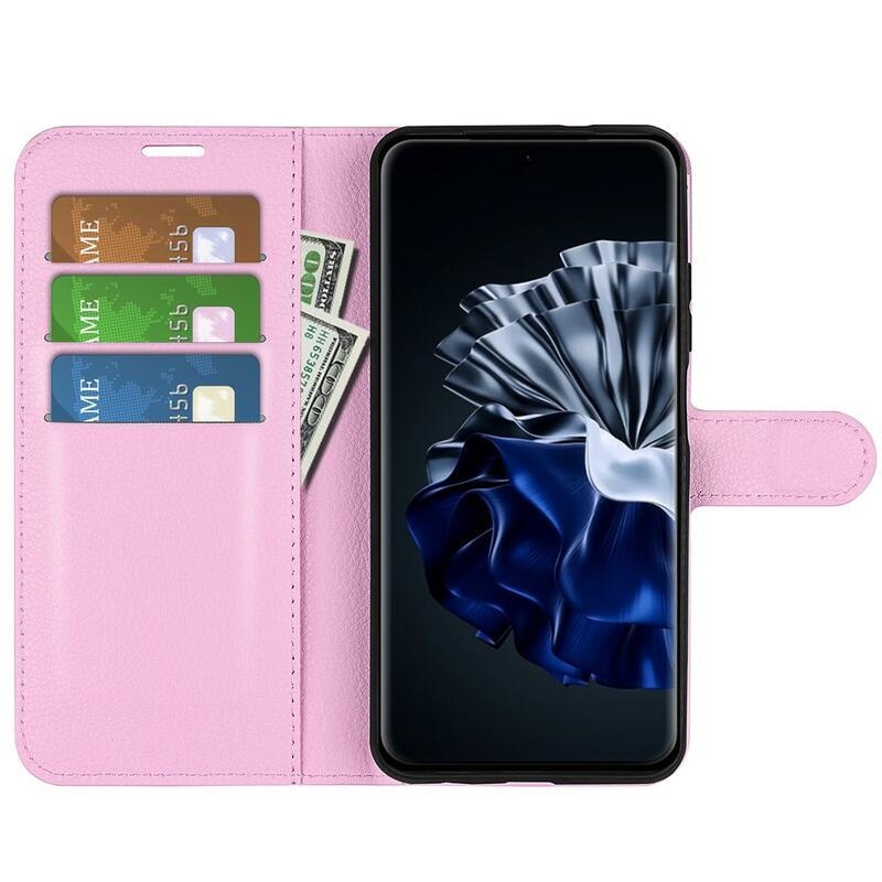 Litchi knížkové pouzdro na Huawei P60 Pro - růžové