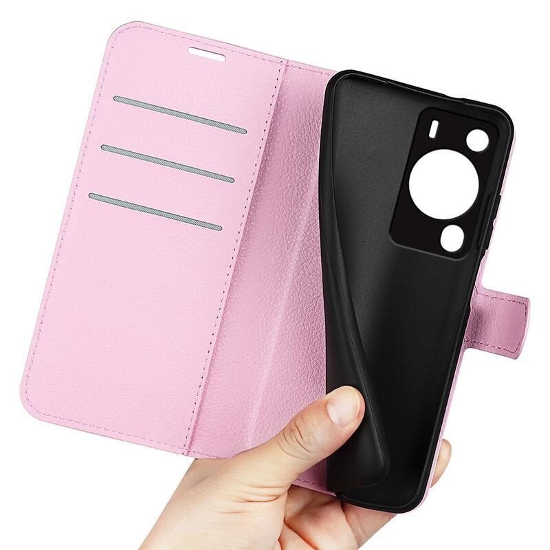 Litchi knížkové pouzdro na Huawei P60 Pro - růžové