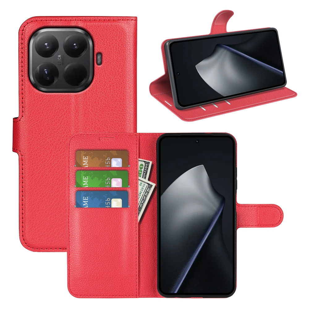 Litchi knížkové pouzdro na mobil Xiaomi 17T - červené