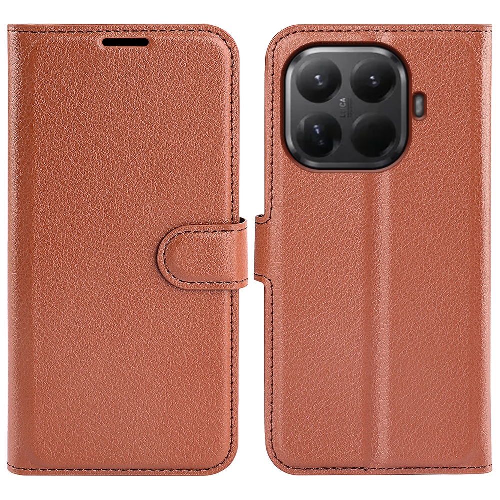 Litchi knížkové pouzdro na mobil Xiaomi 17T - hnědé
