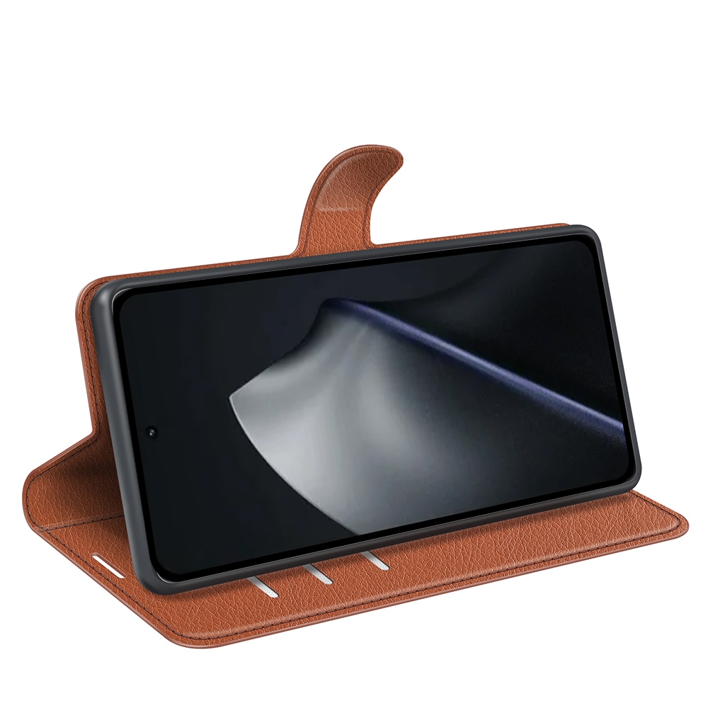 Litchi knížkové pouzdro na mobil Xiaomi 17T - hnědé