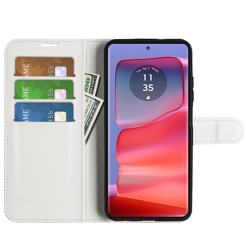 Litchi knížkové pouzdro na Motorola Edge 50 Pro 5G - bílé