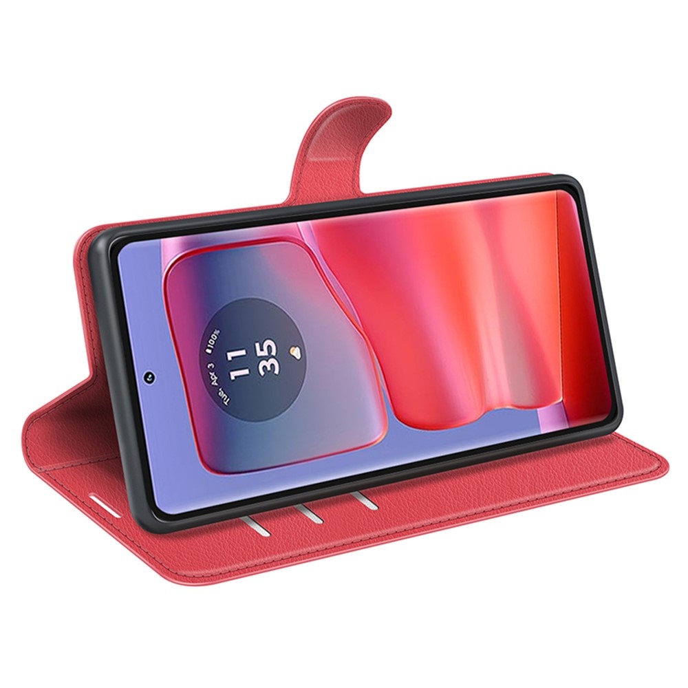 Litchi knížkové pouzdro na Motorola Edge 50 Pro 5G - červené
