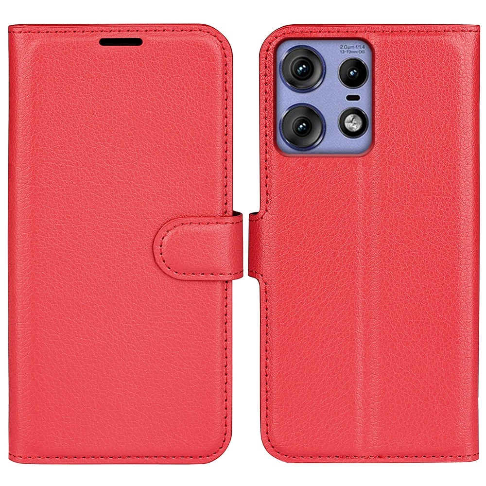Litchi knížkové pouzdro na Motorola Edge 50 Pro 5G - červené