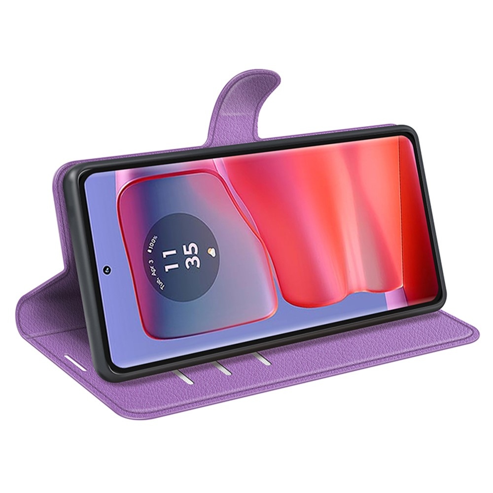 Litchi knížkové pouzdro na Motorola Edge 50 Pro 5G - fialové