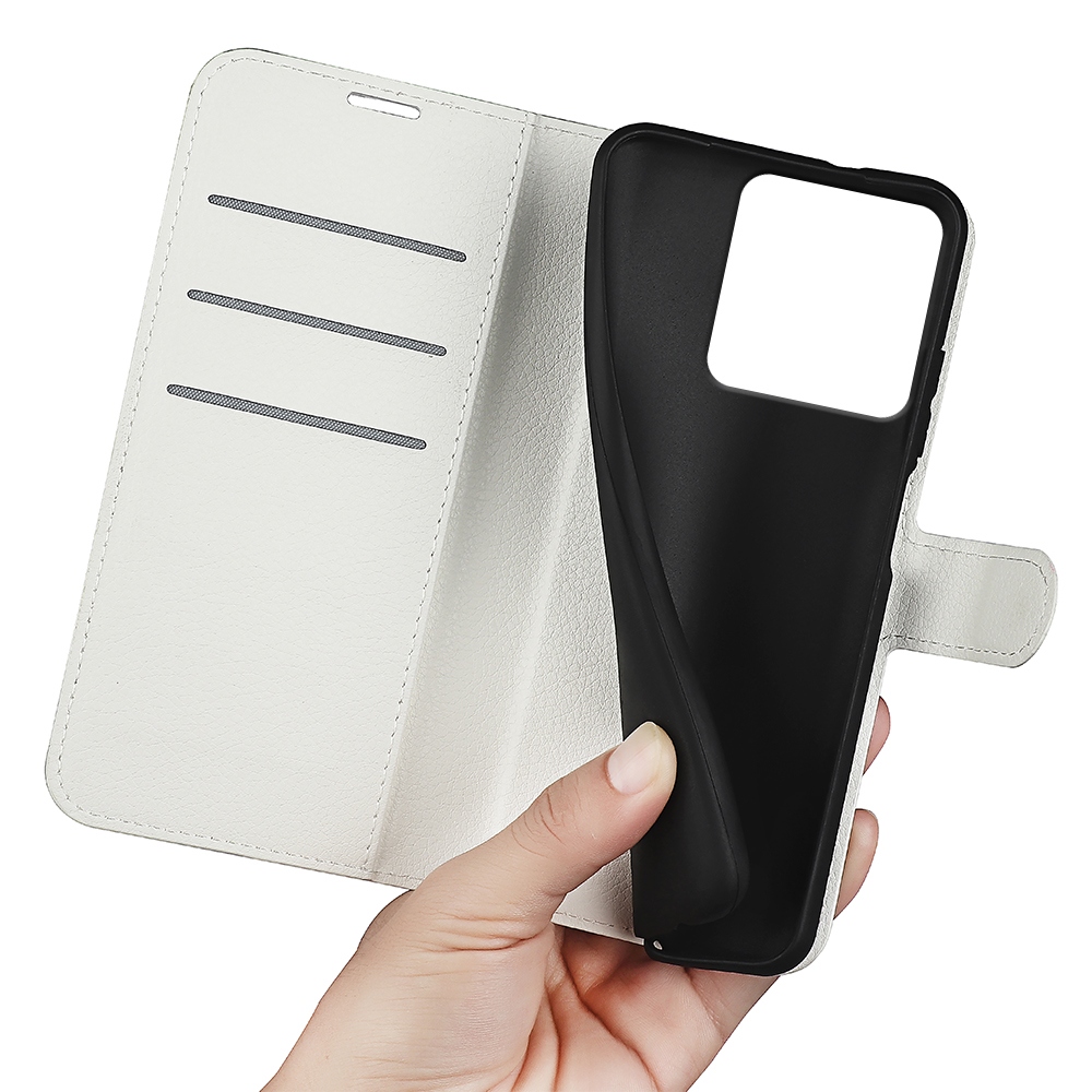 Litchi knížkové pouzdro na Motorola Edge 70 5G - bílé