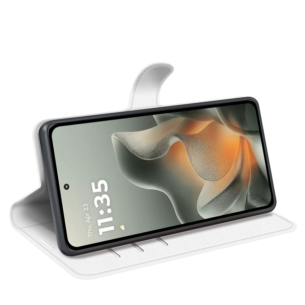 Litchi knížkové pouzdro na Motorola Edge 70 5G - bílé