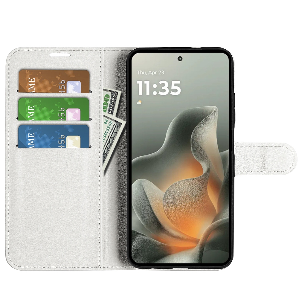 Litchi knížkové pouzdro na Motorola Edge 70 5G - bílé