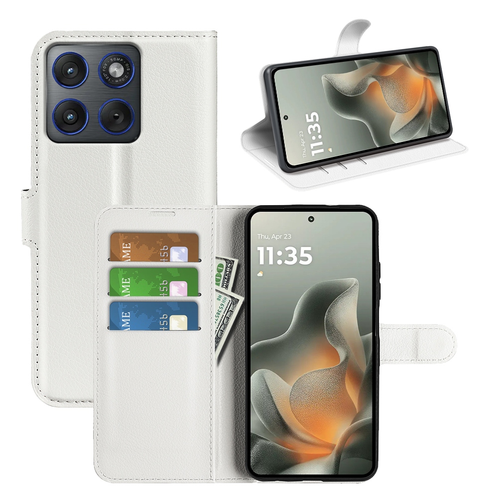 Litchi knížkové pouzdro na Motorola Edge 70 5G - bílé