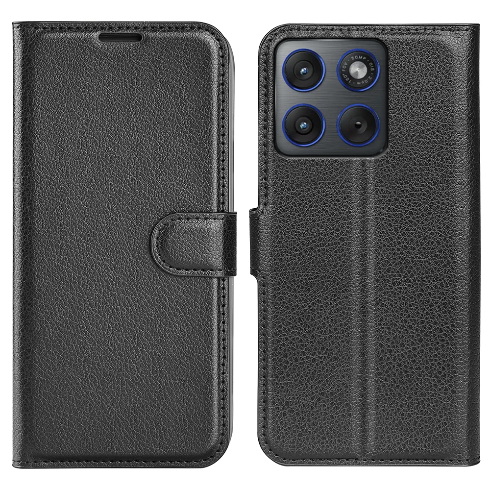 Litchi knížkové pouzdro na Motorola Edge 70 5G - černé