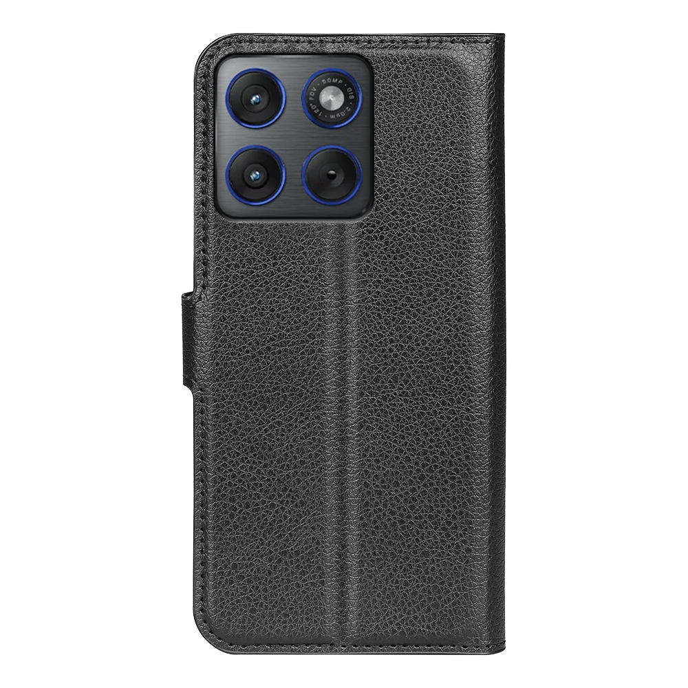 Litchi knížkové pouzdro na Motorola Edge 70 5G - černé