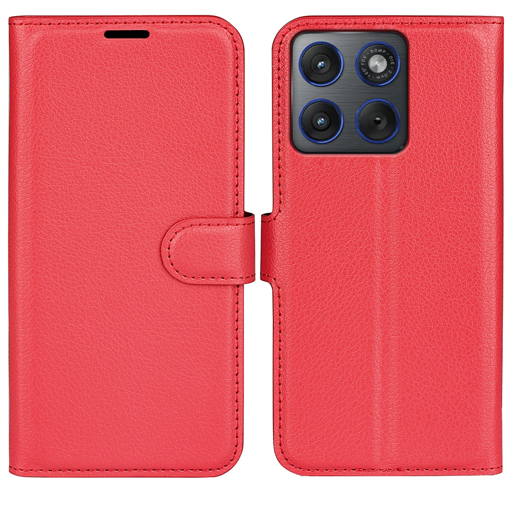Litchi knížkové pouzdro na Motorola Edge 70 5G - červené