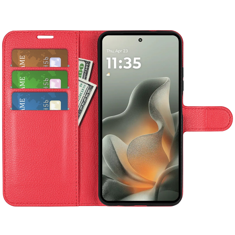 Litchi knížkové pouzdro na Motorola Edge 70 5G - červené