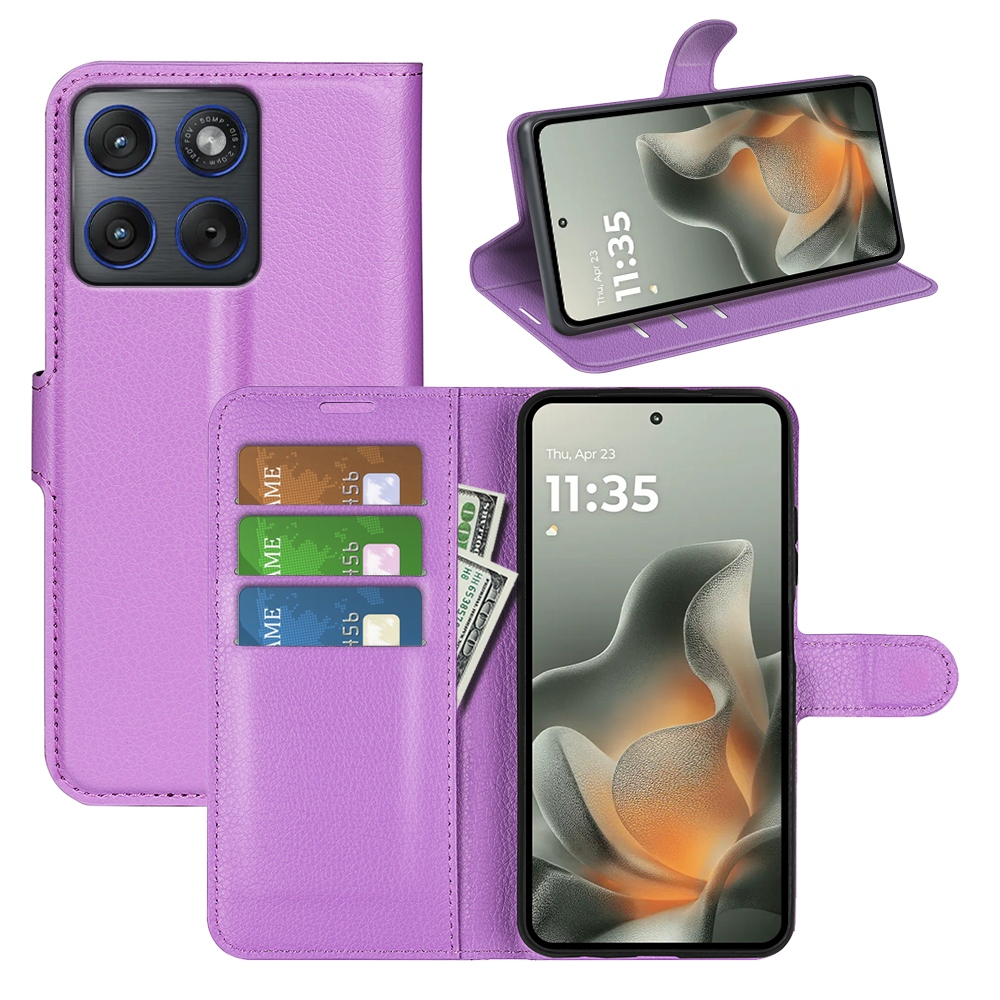 Litchi knížkové pouzdro na Motorola Edge 70 5G - fialové