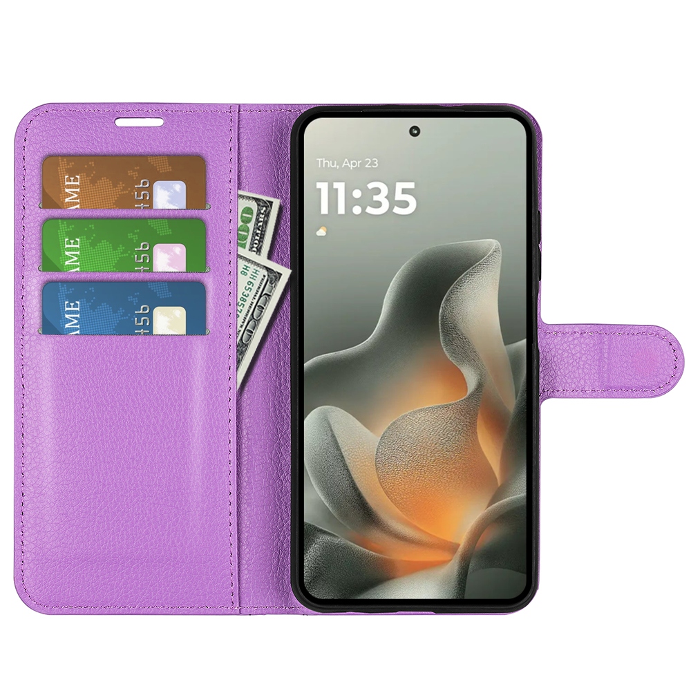 Litchi knížkové pouzdro na Motorola Edge 70 5G - fialové