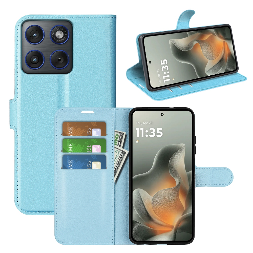 Litchi knížkové pouzdro na Motorola Edge 70 5G - modré