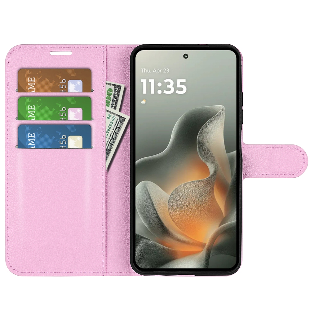 Litchi knížkové pouzdro na Motorola Edge 70 5G - růžové