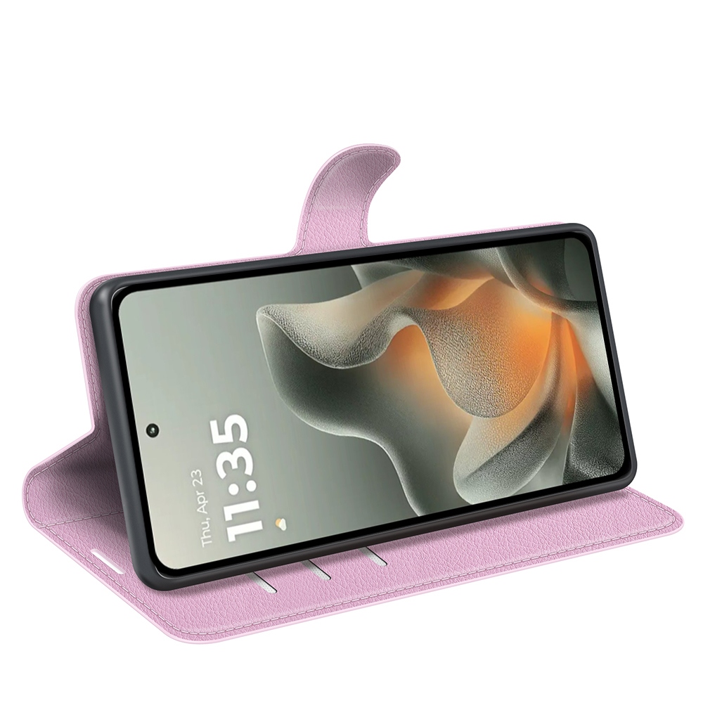 Litchi knížkové pouzdro na Motorola Edge 70 5G - růžové