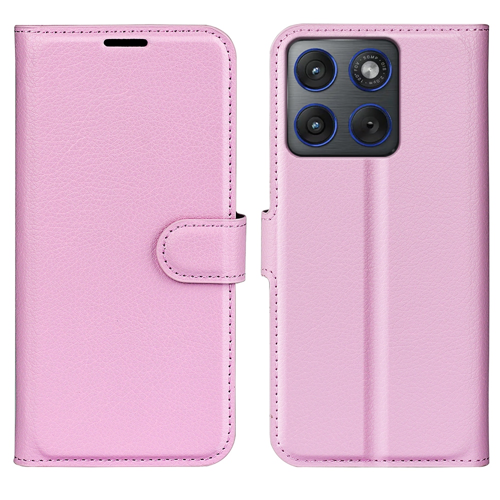 Litchi knížkové pouzdro na Motorola Edge 70 5G - růžové