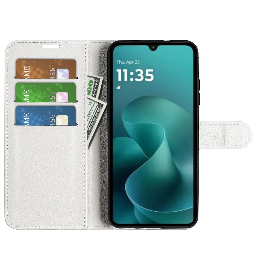 Litchi knížkové pouzdro na Motorola Moto G06 - bílé