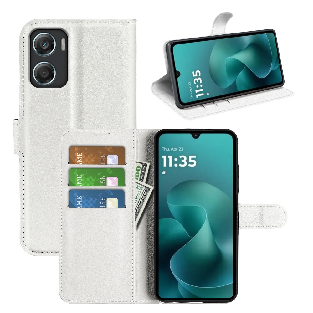 Litchi knížkové pouzdro na Motorola Moto G06 - bílé