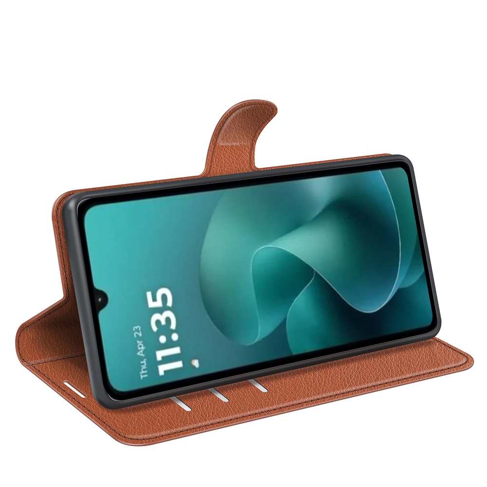 Litchi knížkové pouzdro na Motorola Moto G06 - hnědé