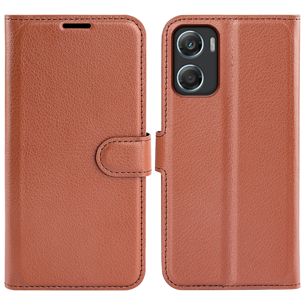 Litchi knížkové pouzdro na Motorola Moto G06 - hnědé