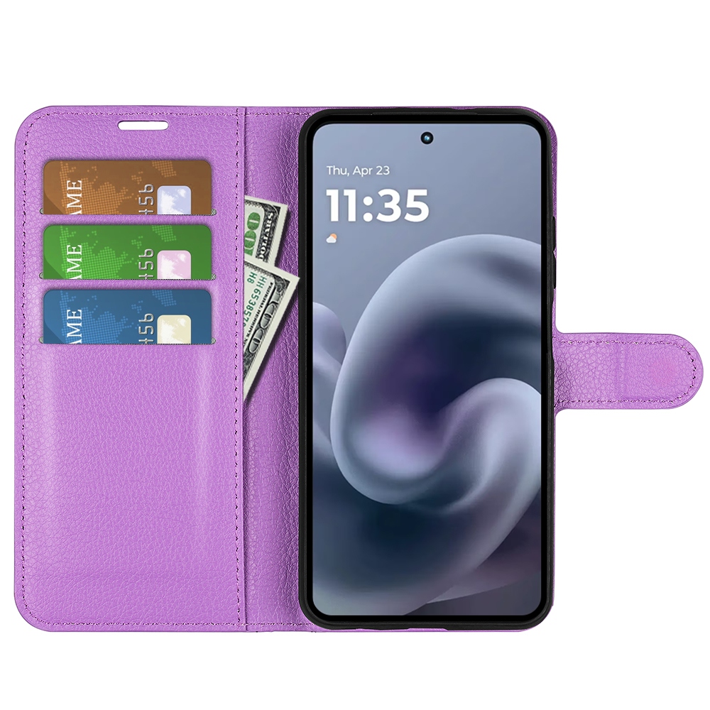 Litchi knížkové pouzdro na Motorola Moto G86 5G - fialové