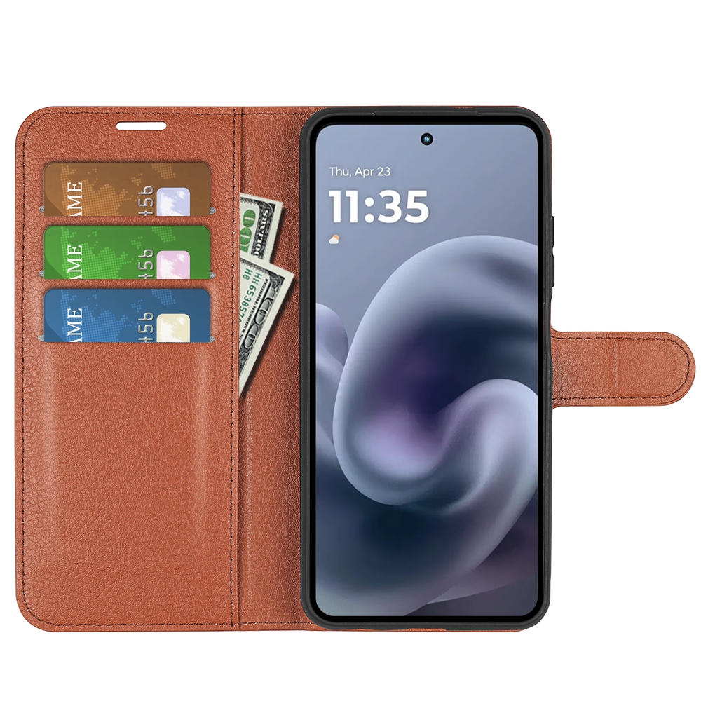 Litchi knížkové pouzdro na Motorola Moto G86 5G - hnědé