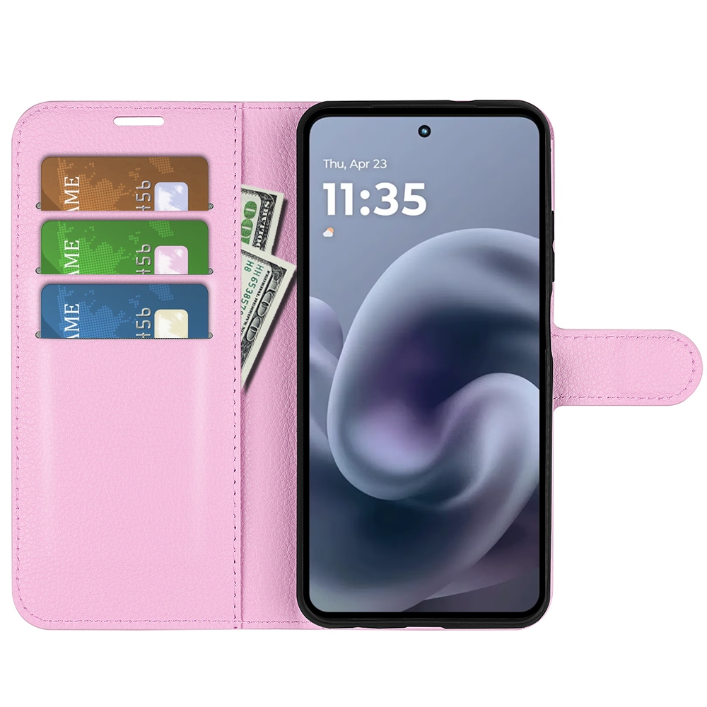 Litchi knížkové pouzdro na Motorola Moto G86 5G - růžové