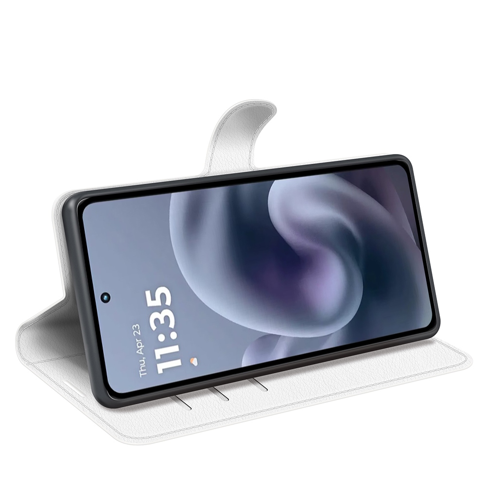 Litchi knížkové pouzdro na Motorola Moto G86 Power 5G - bílé