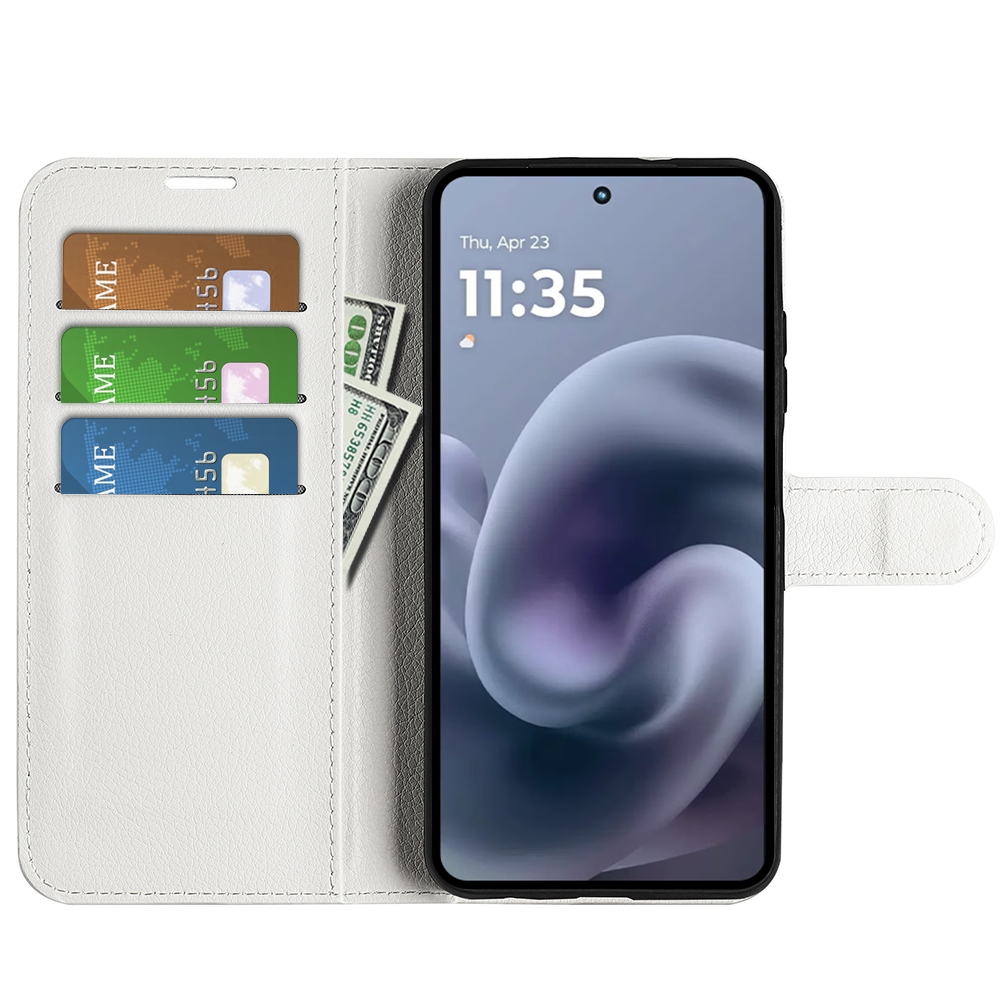 Litchi knížkové pouzdro na Motorola Moto G86 Power 5G - bílé