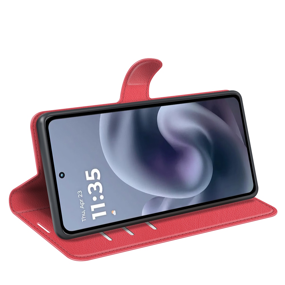 Litchi knížkové pouzdro na Motorola Moto G86 Power 5G - červené