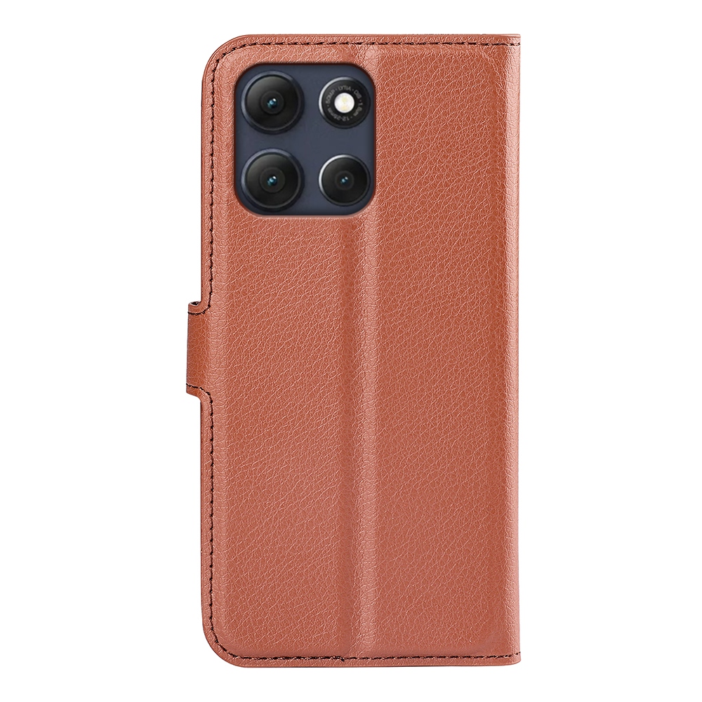 Litchi knížkové pouzdro na Motorola Moto G86 Power 5G - hnědé