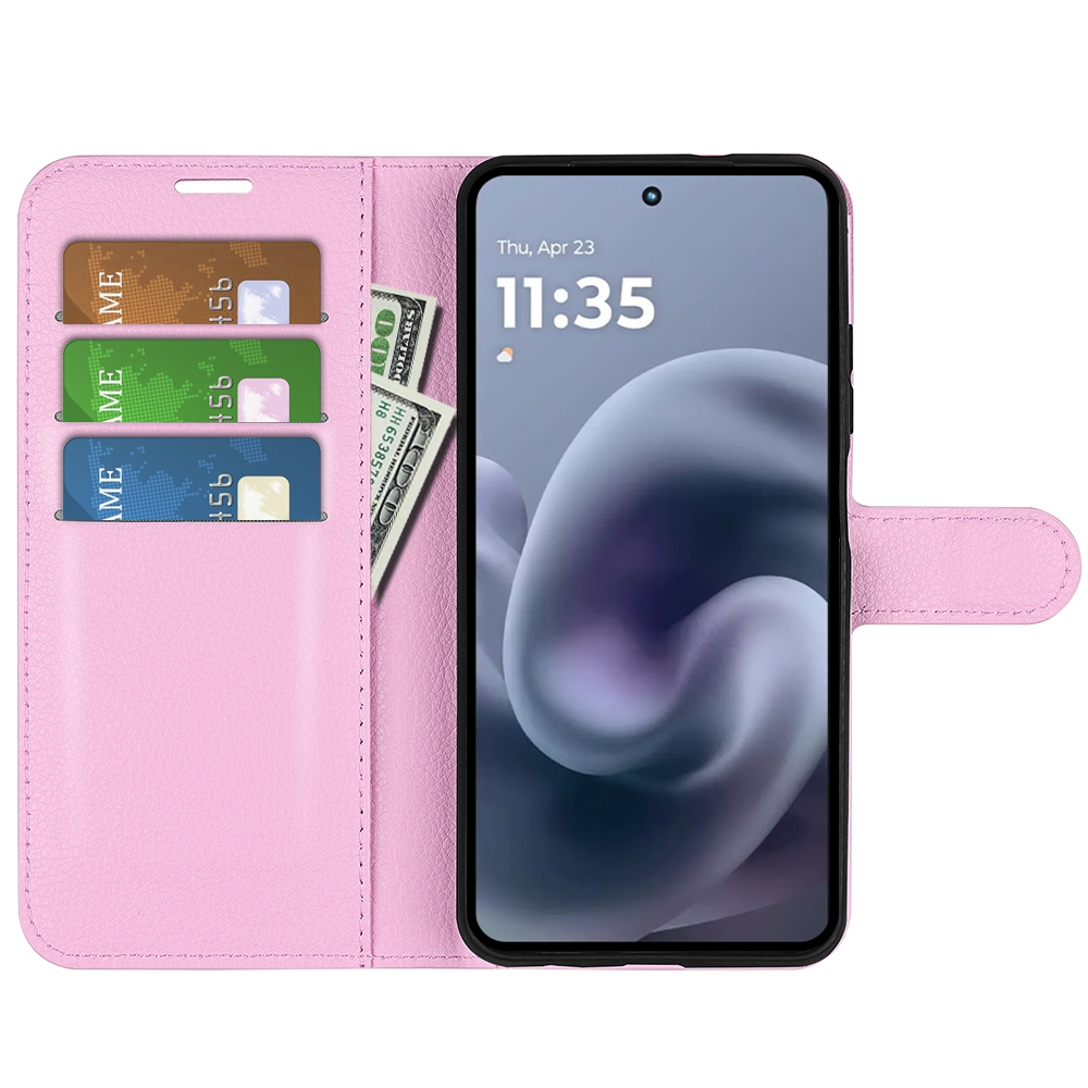 Litchi knížkové pouzdro na Motorola Moto G86 Power 5G - růžové