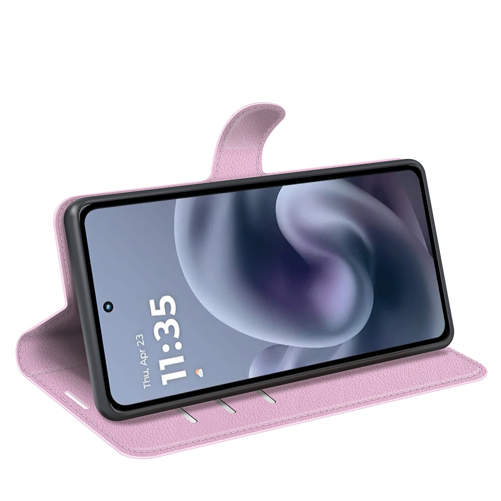 Litchi knížkové pouzdro na Motorola Moto G86 Power 5G - růžové