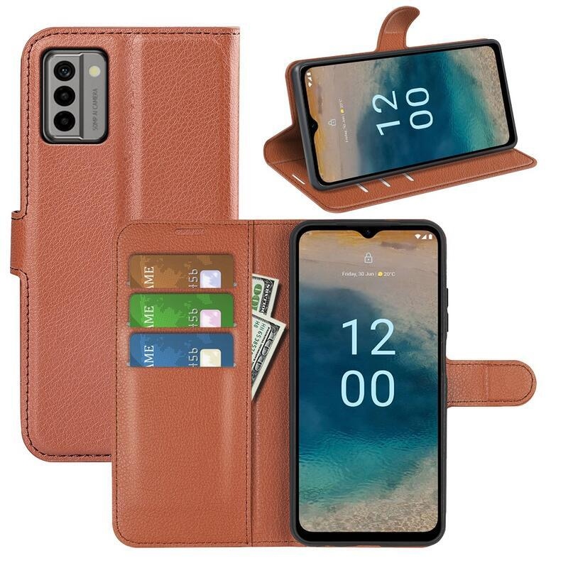 Litchi knížkové pouzdro na Nokia G22 - hnědé