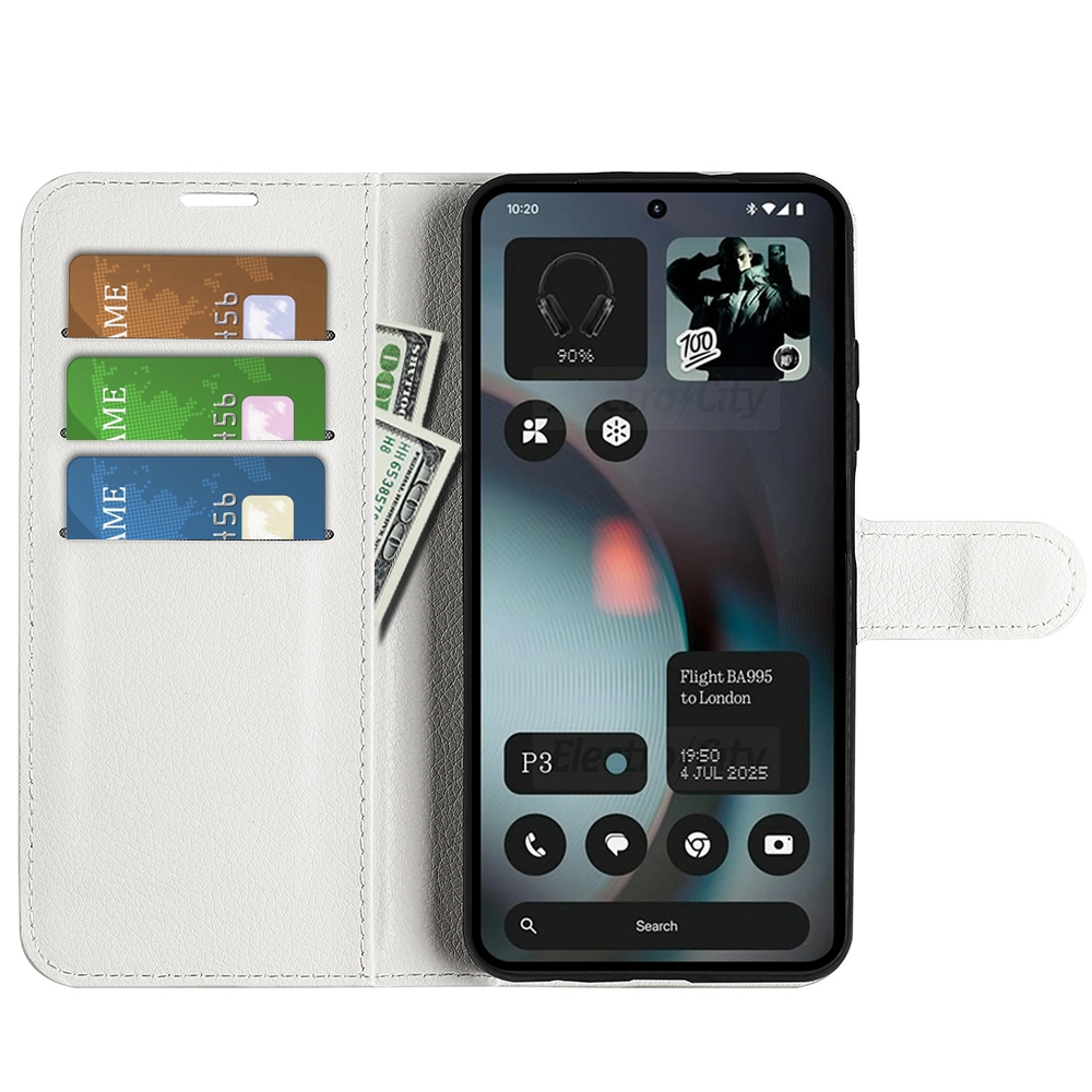 Litchi knížkové pouzdro na Nothing Phone (3) 5G - bílé