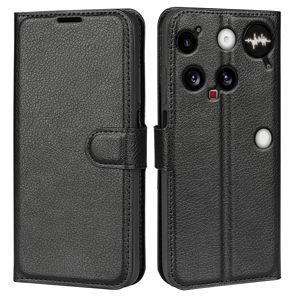 Litchi knížkové pouzdro na Nothing Phone (3) 5G - černé