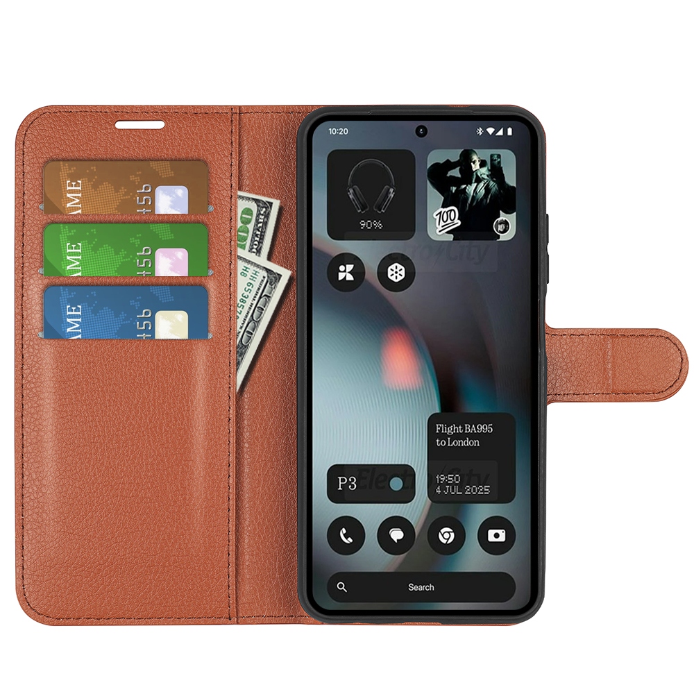 Litchi knížkové pouzdro na Nothing Phone (3) 5G - hnědé