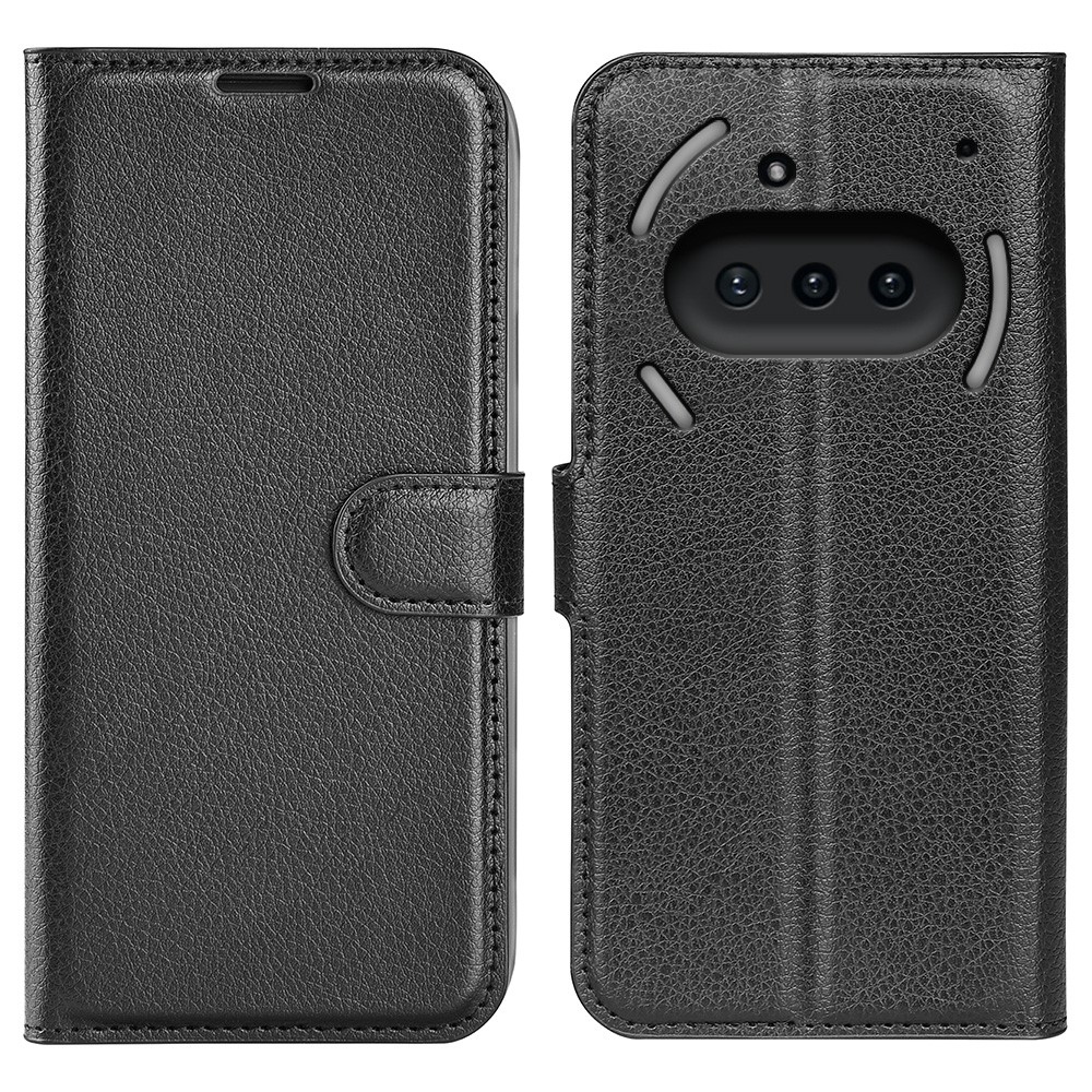 Litchi knížkové pouzdro na Nothing Phone (3a) - černé
