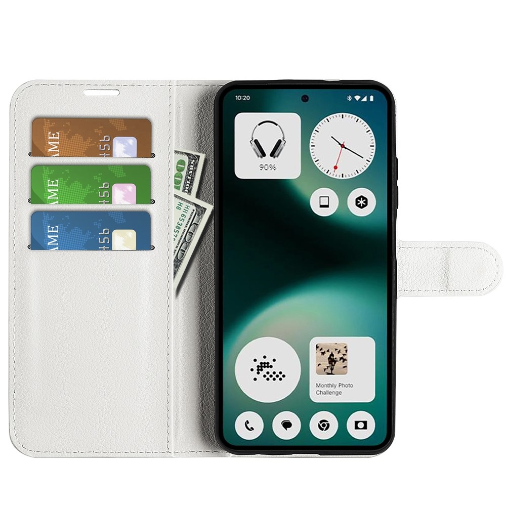 Litchi knížkové pouzdro na Nothing Phone (3a) Lite 5G - bílé