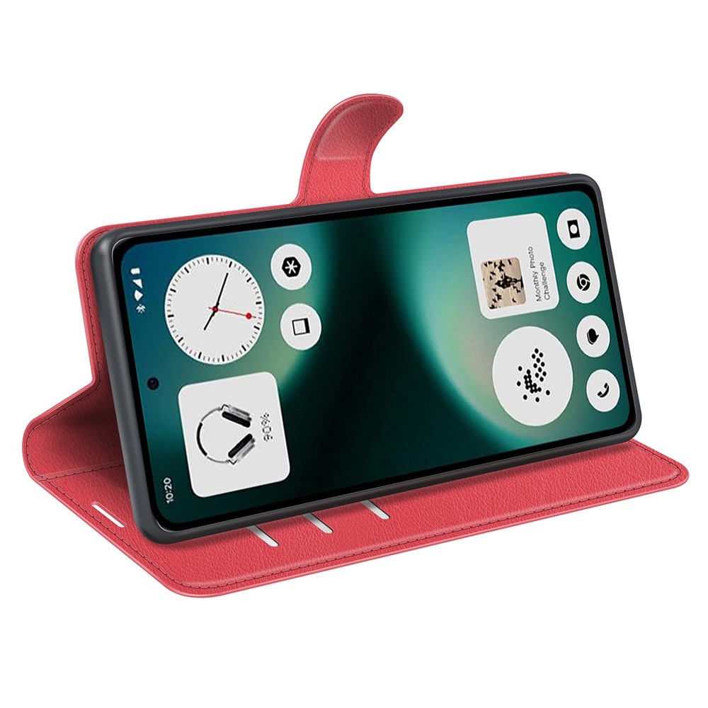 Litchi knížkové pouzdro na Nothing Phone (3a) Lite 5G - červené