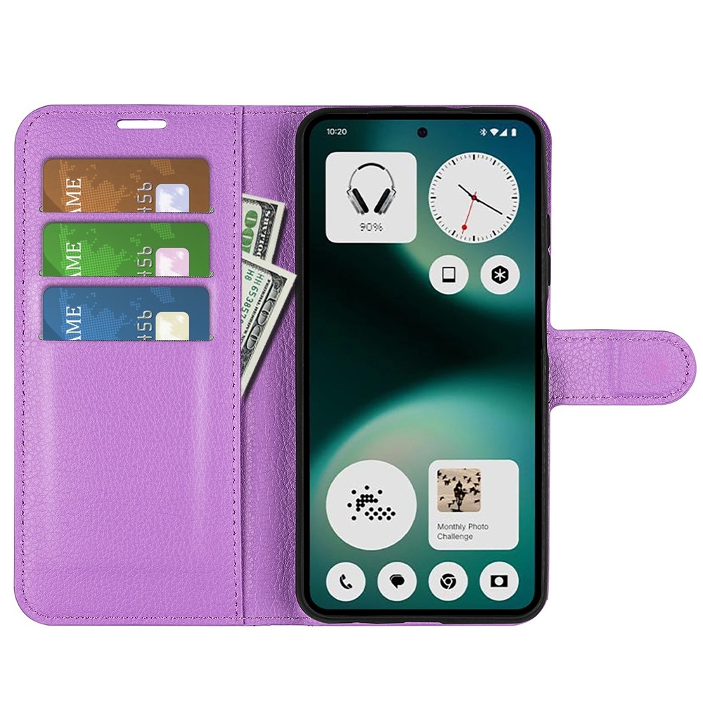 Litchi knížkové pouzdro na Nothing Phone (3a) Lite 5G - fialové