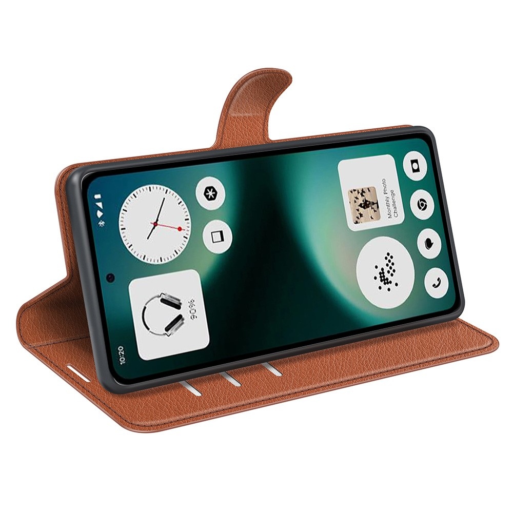 Litchi knížkové pouzdro na Nothing Phone (3a) Lite 5G - hnědé