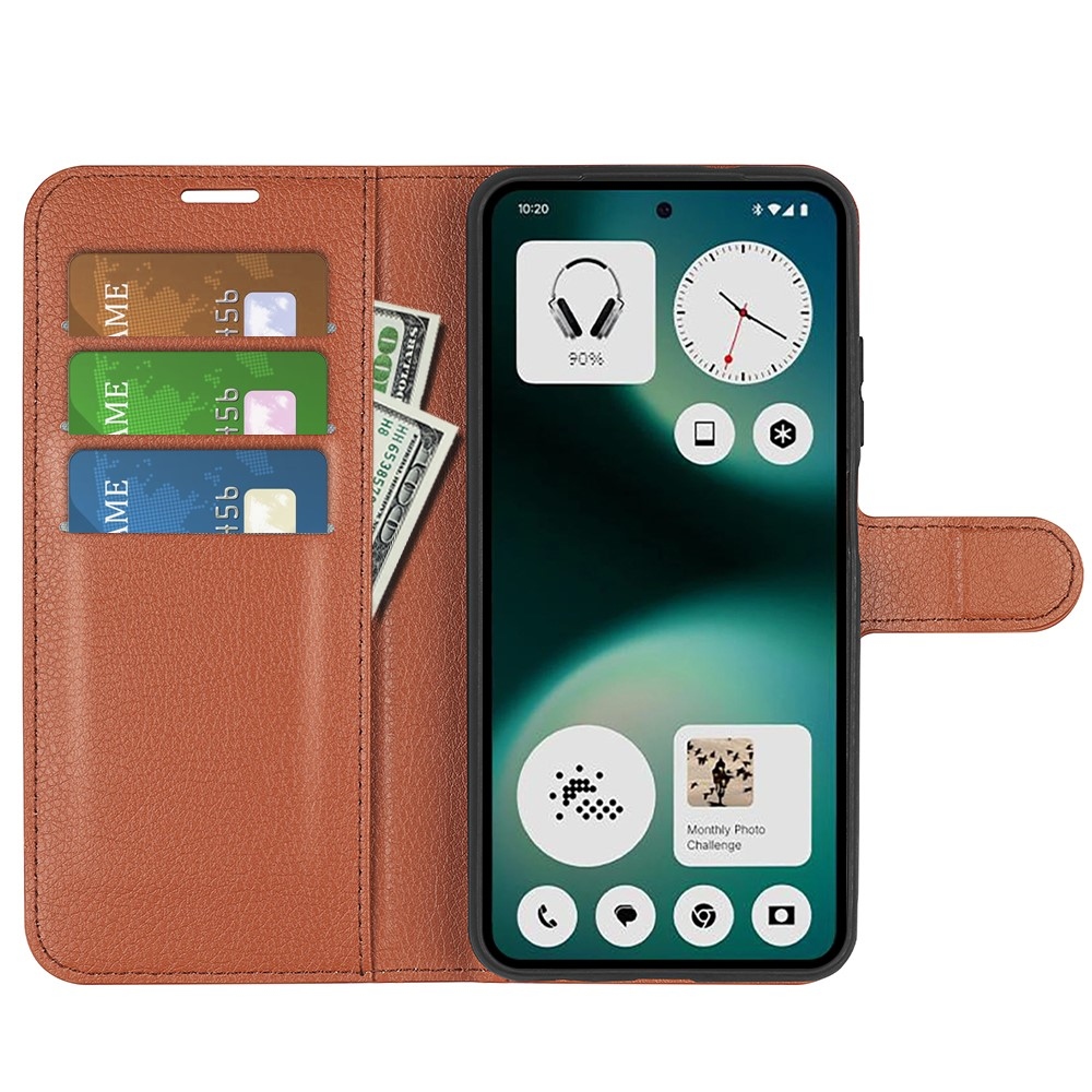 Litchi knížkové pouzdro na Nothing Phone (3a) Lite 5G - hnědé
