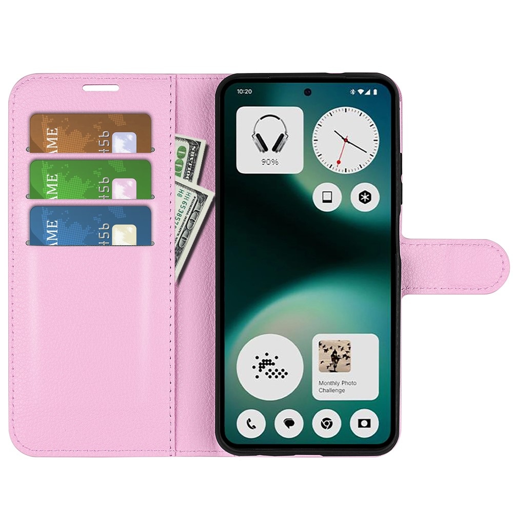 Litchi knížkové pouzdro na Nothing Phone (3a) Lite 5G - růžové